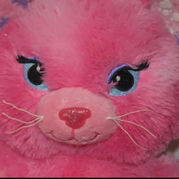 Build A Bear BAB Pink Glitter/Sparkle Fur Paint Splatter Paws Kitty Cat Plushie - Picture 2 of 12